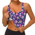 thumbnail image 3 of KLL Skull Blue Flower for Workout Tank Tops for Women,U Back Fitness Top Built in Shelf Bras Padded Fit for Yoga Gym-X-Large, 3 of 8