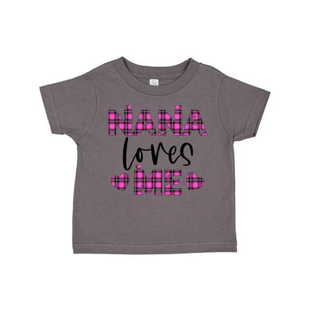

Inktastic My Nana Loves Me Hearts in Pink Plaid Gift Toddler Boy or Toddler Girl T-Shirt