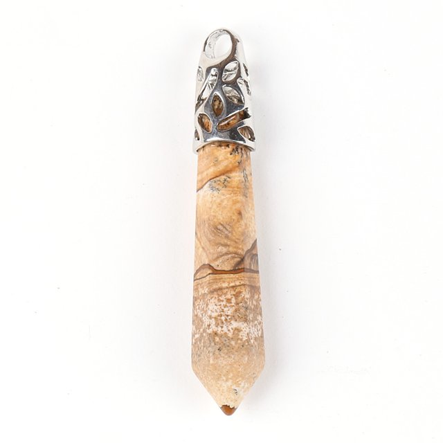 Pendentifs Collier Opale Point de Guérison Prisme Hexagonal Long Perle Hommes Femmes Bijoux