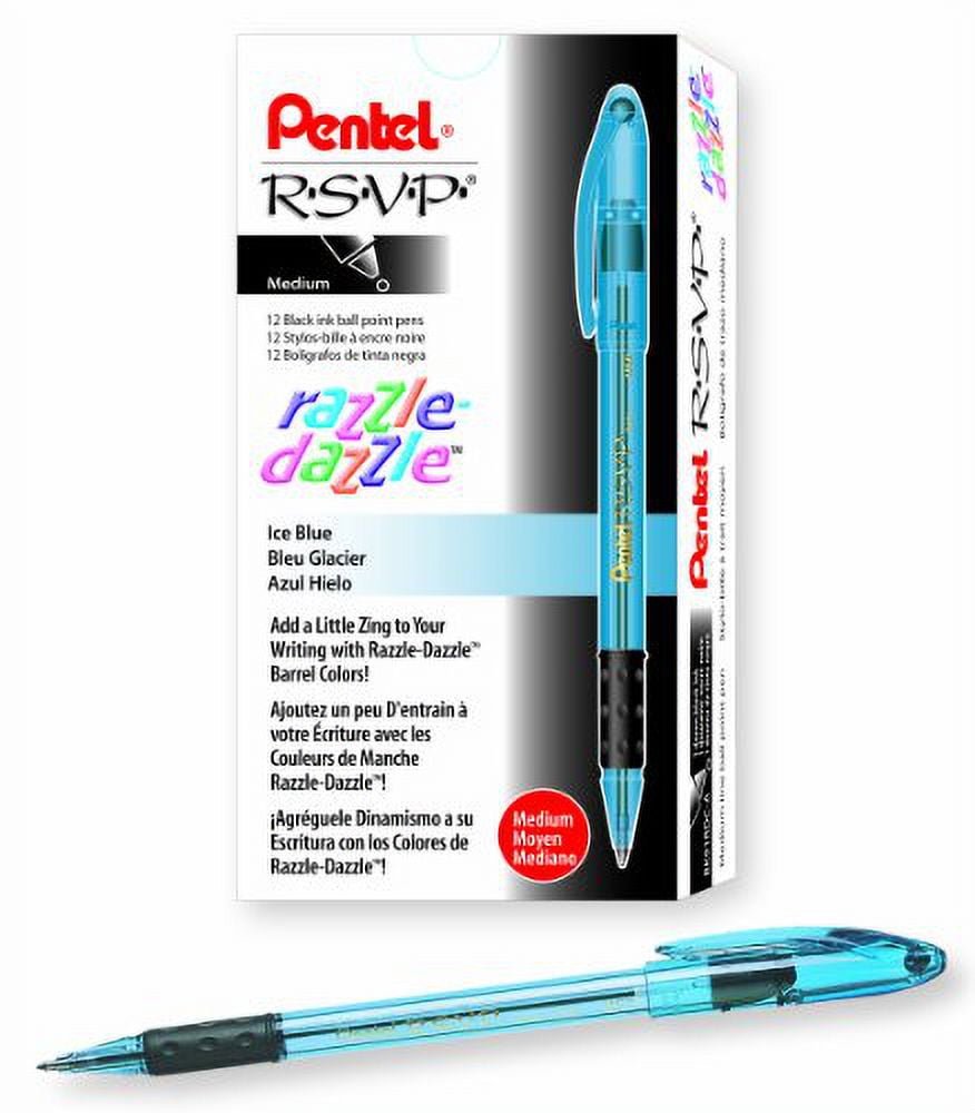 Pentel R.S.V.P. Ballpoint Pens, Medium Point, Blue - 12 pack