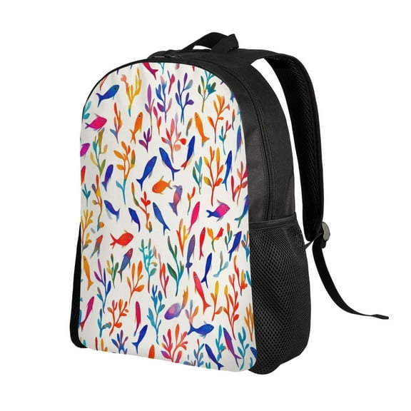 FishPattern Backpack Double Shoulder Backpack Durable, Spacious, Ergonomic Design for Travel, Work & Outdoor Use
