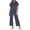 Navy, variant on Idoravan womens 2 piece lounge sets Women's Round Neck Stripe Short Sleeve shirts Long Pants With Elastic Waist Pocket pants Set