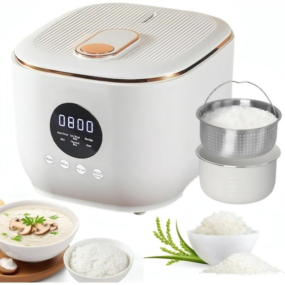 Electric Low Sugar Rice Cooker with Steamer Basket, Non-Stick 3L Inner Pot, 24H Delay Timer, for White/Brown Rice, Porridge, Soup