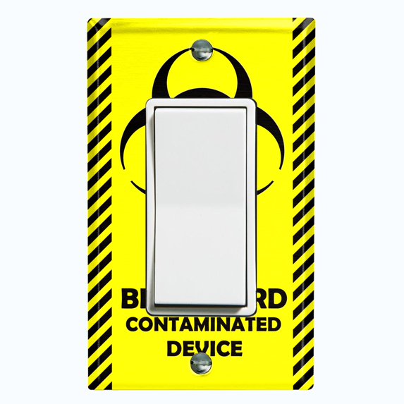 Metal Light Switch Plate Cover Yellow Contaminated Biohazard Sign SGN002