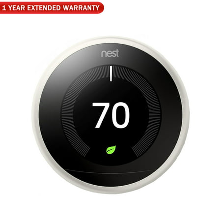 Nest (T3017US) 3rd Generation Learning Thermostat - White + 1 Year Extended Warranty
