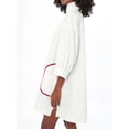 thumbnail image 4 of Half Sleeve Patchwork Women Loose V-Neck Mini Dress, 4 of 5