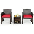 thumbnail image 6 of Gymax 3PCS Rattan Patio Conversation Furniture Set Yard Outdoor w/ Red Cushions, 6 of 9