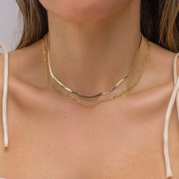 Gold Necklace For Women, 14K Gold Plated Choker Dainty Layered Necklaces, Silver Necklace For Women 14K White Gold Plated Dainty Layered Necklaces[o1645]