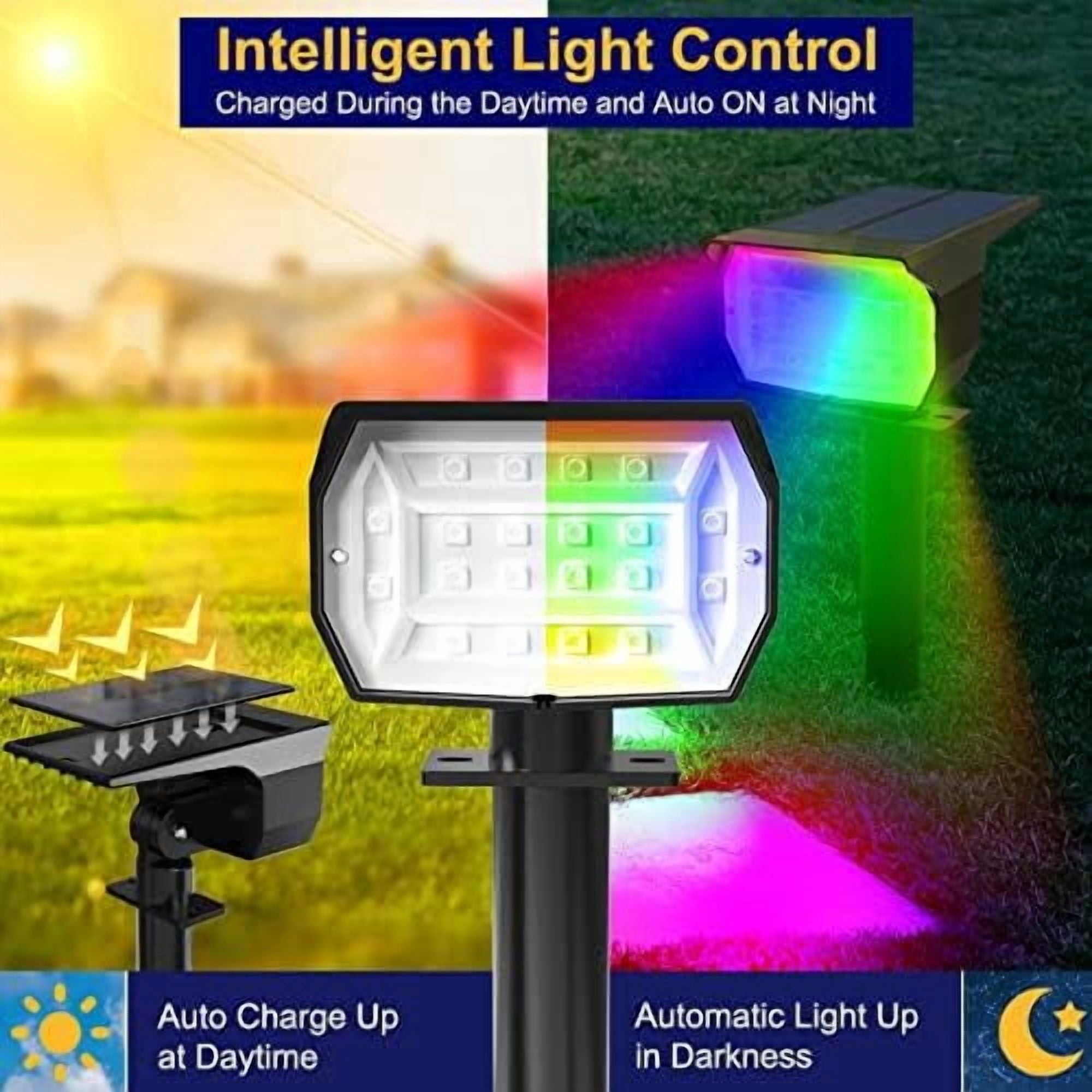 Nipify 1 Pack Solar Spot Lights Outdoor Color Changing (Rgb), Solar Uplights for Trees, Solar Powered Spot Lights Outdoor