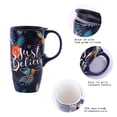 thumbnail image 4 of Ceramic Mug with Lid and Handle,17oz. Tall Coffee Cup for Home,Party and Birthday,Just Believe, 4 of 8