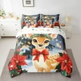 thumbnail image 2 of jejeloiu Christmas Reindeer Bedding Comforter Set 7-Piece,Red Cute Bowtie King Bedding Sets,Xmas Tree Leaves Bed Sheets For Teens,Microfiber Bedroom Decor Reversible, 2 of 8