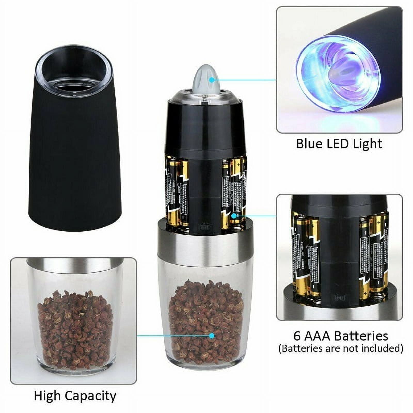 Buy Wholesale China Electric Salt And Pepper Grinder Mill,battery Operated,  Colorful Type With Light Adjustable Coarse & Salt And Pepper Mills at USD  2.85