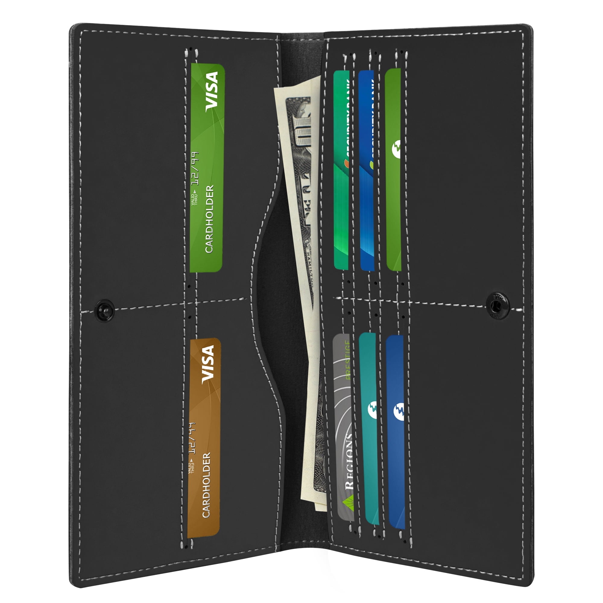 Cshidworld Long Wallet for Men, Real Leather Bifold RFID Stylish Mens Wallet, Slim Wallet with 8 Credit Card Holder and 2 Cash Slot, Great Gift for Family Father Husband