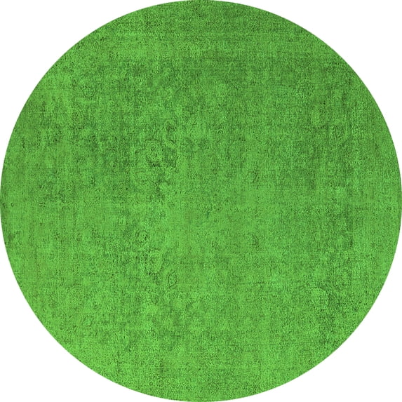 Ahgly Company Indoor Round Oriental Green Industrial Area Rugs, 6' Round