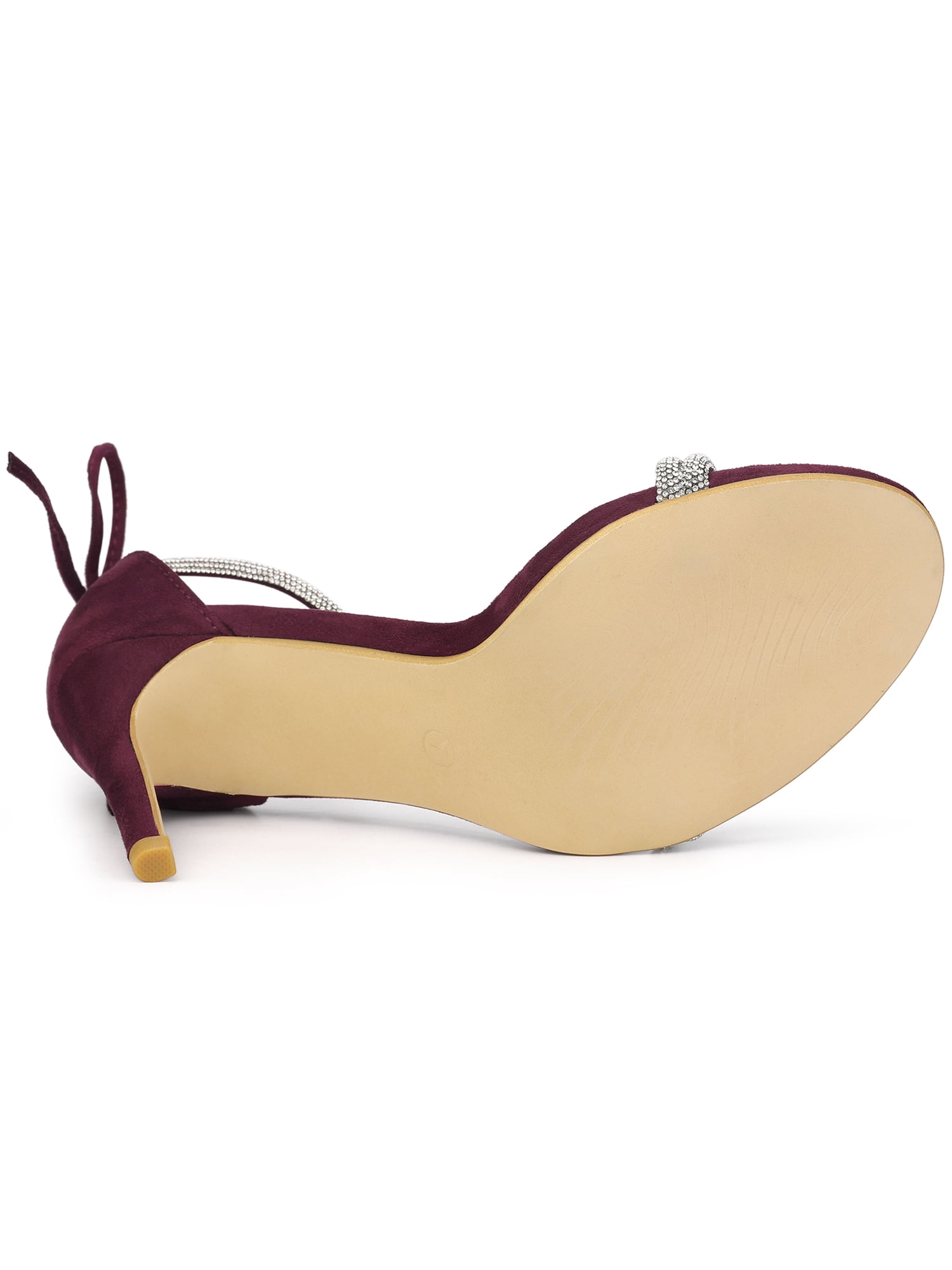DARING DIVA Women's Ankle-Tie Stiletto Heels Sandals Burgundy 7