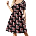 thumbnail image 1 of Vestido sencillo de manga corta con estampado de superestrella y cuello halter, ropa de verano para mujer., 1 of 8