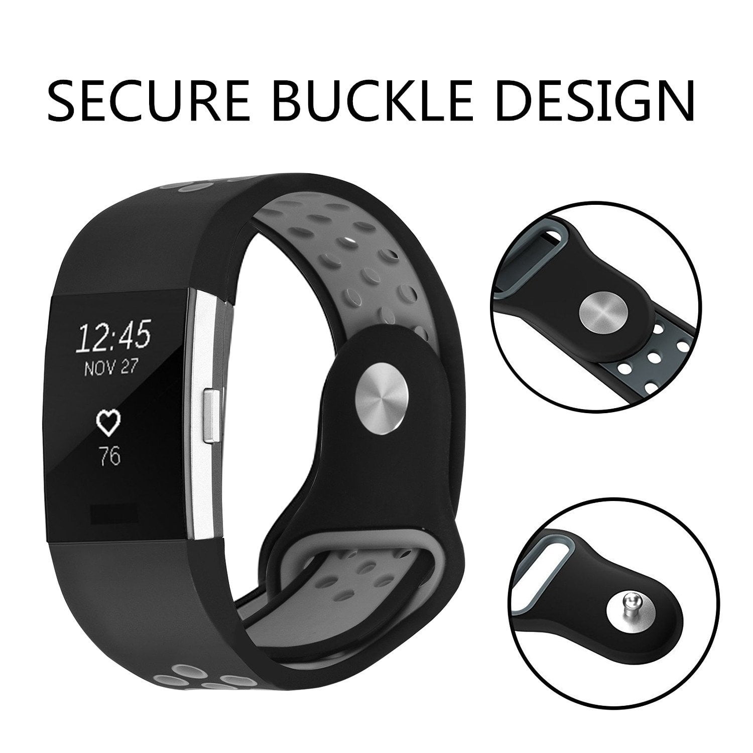 Adepoy Fitbit Charge Bands, Soft Silicone Adjustable Sport Strap