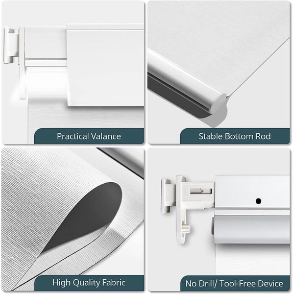 Motorized Blinds No Drill Automatic Blinds for Windows Cordless Roller Shades Electric Blinds with Remote Control Smart Blinds (White, 34.5 x 72)