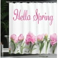 thumbnail image 4 of Ambesonne Peony Shower Curtain, Spring Welcoming Floral Photo, 69"Wx70"L, Pale Pink Fern Green, 4 of 5