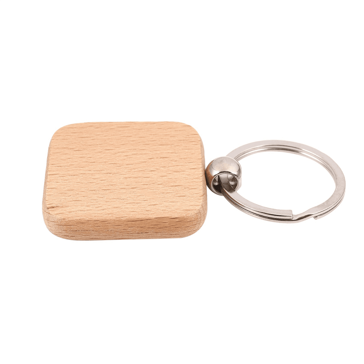 180Pcs Blank Square Wooden Keychain DIY Key Tag Gift