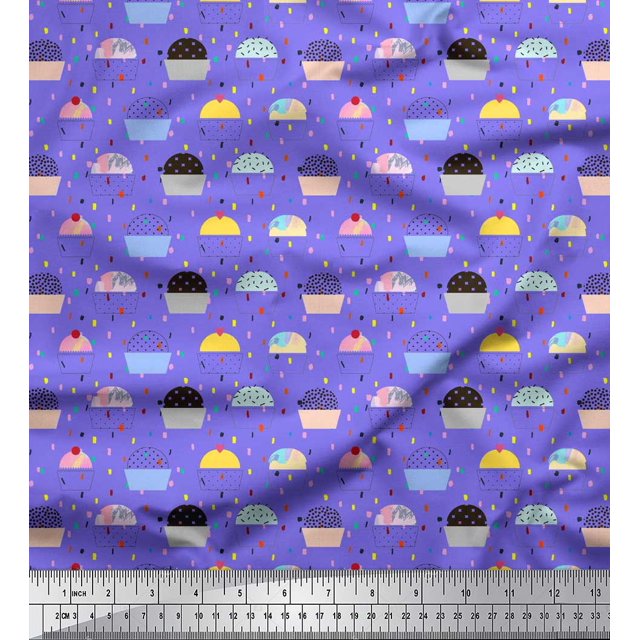 Soimoi Green Cotton Duck Fabric Artistic Flower & Geometric Print Sewing Fabric Yard 42 Inch Wide