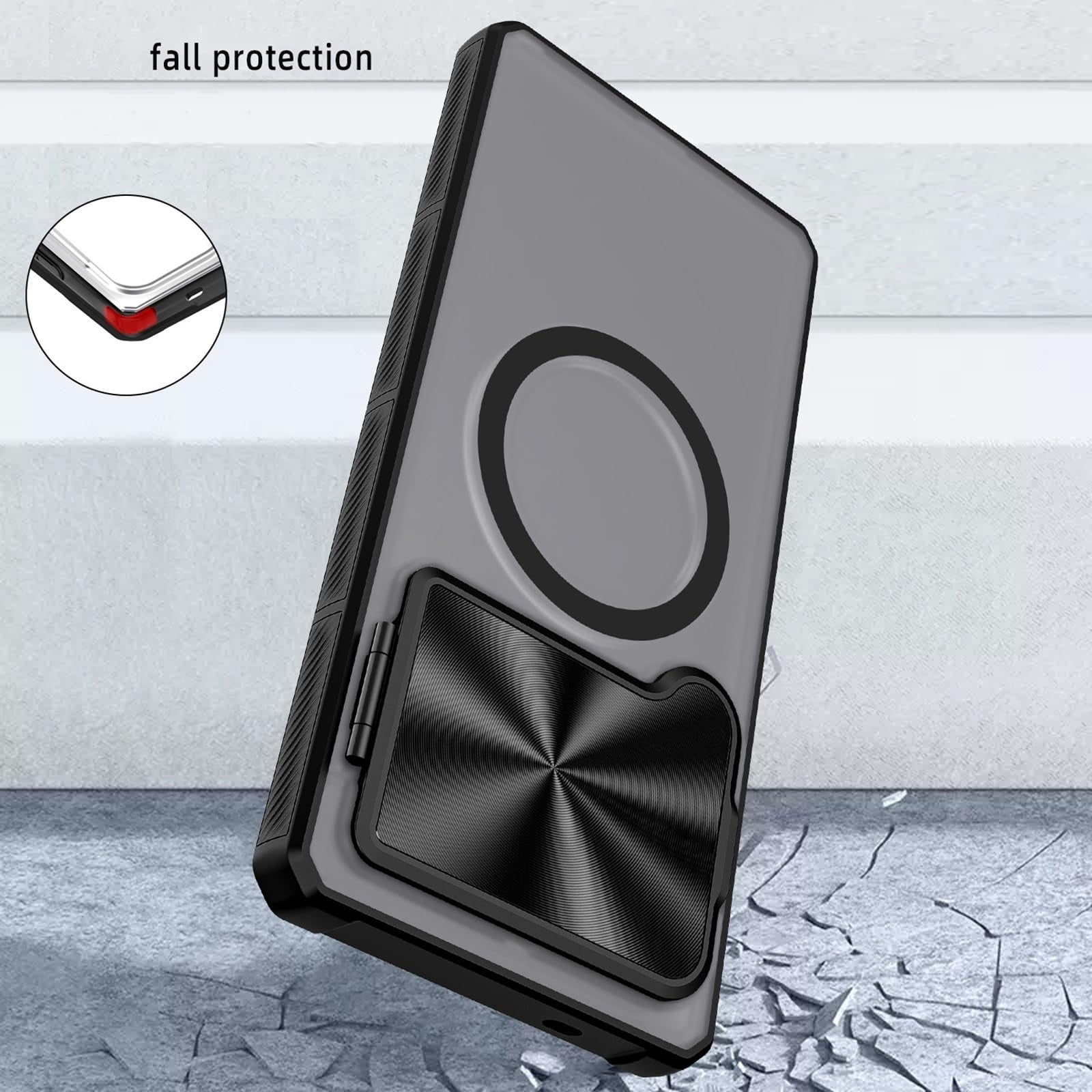 Case For Samsung Galaxy S25 Ultra, Flip Lens Stand Scratches Cover Slim Frosted Non Slip Case Magnetic Wireless Charging Shell