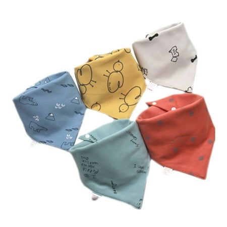 

Wanwan 5Pcs Saliva Towels Cartoon Pattern Water Absorbent Double-layer Baby Bandana Drool Bibs for Infant Accessories