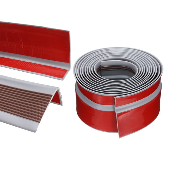 Uxcell Stair Edge Protector Anti-Slip Nosing Self Adhesive Strip for Outdoor & Indoor, Brown (10 Ft)