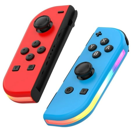Game Controller for Nintendo Switch With LED, Neon Red/Blue