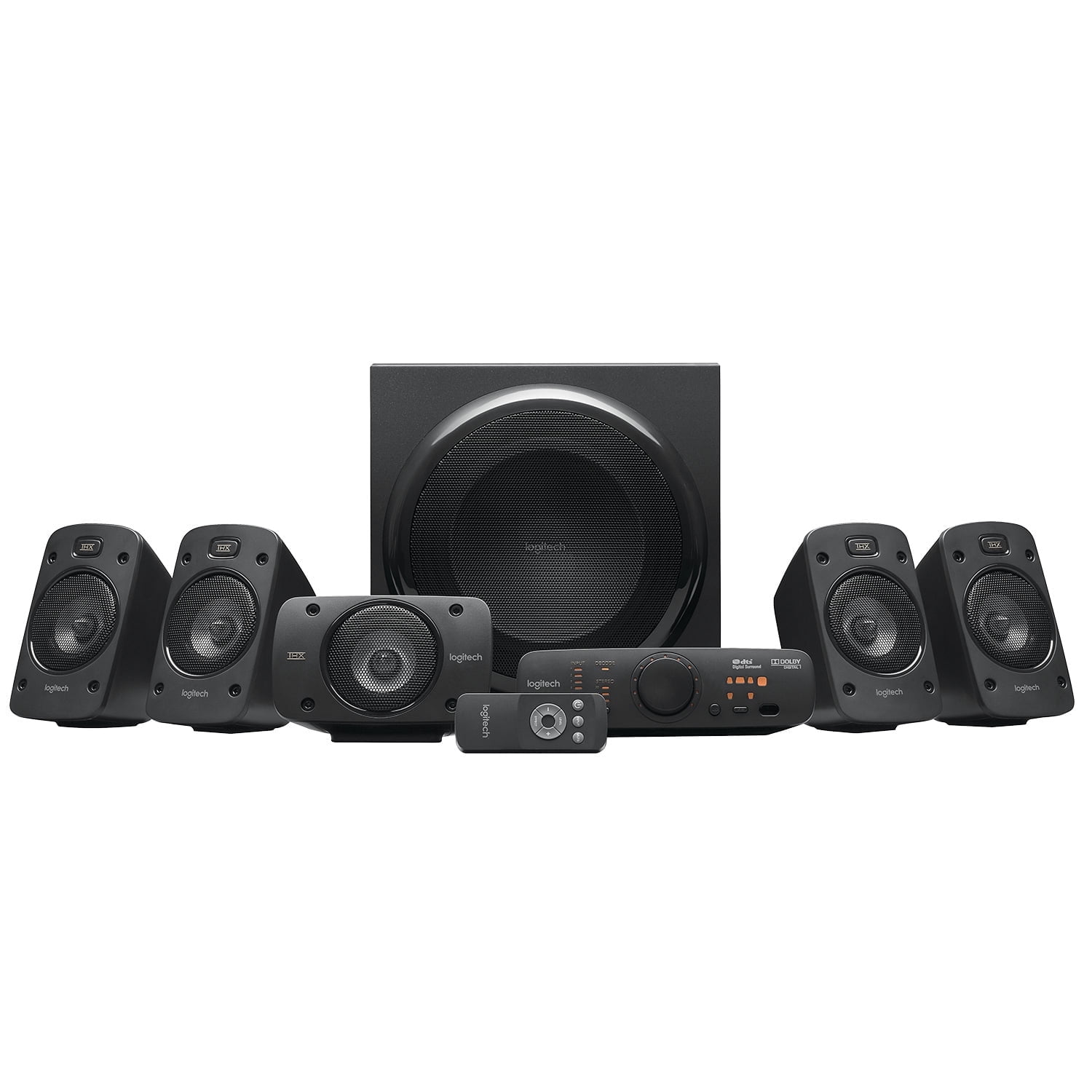 Logitech Z906 5.1 Dolby Digital Sound Speaker, 500W RMS Power, Four Satellite Speakers, Wireless Infrared Remote, Console for Managing Sound