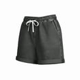 thumbnail image 5 of Women's High Waist Tencel Linen Blend Straight Leg Shorts Cuffed Hem Pockets Casual Summer Bottoms with Drawstring Gray, 5 of 6