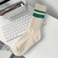 thumbnail image 2 of Yuanlong Womens Vintage Stripe Athletic Crew Socks Cotton Knit Soft Breathable Casual Sport Running Socks, 2 of 3