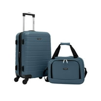 Wrangler 2-Piece Expandable Rolling Hard Side Spinner Carry-on Set with Cup Holder, Indian Teal