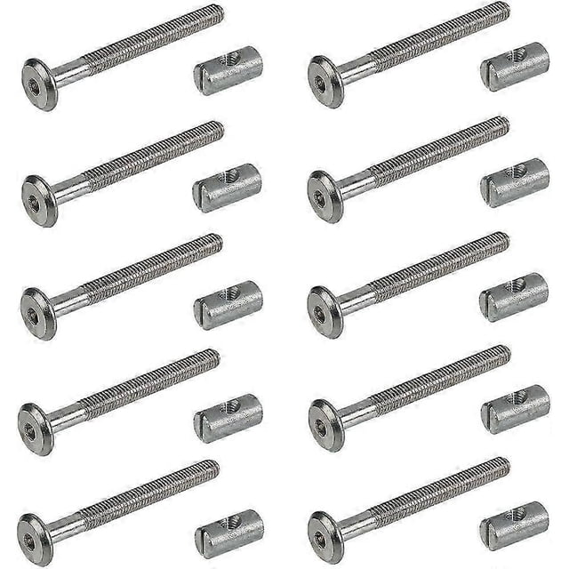 Tornillos de cabeza plana con perno cilíndrico - M6 x 90 mm - Paquete de 10 - Remache de acero inoxidable con tuerca - Kit de roscas