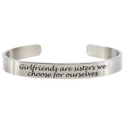 Pink Box Solid Stainless Steel 8mm Inspirational Cuff Bracelet in Silver