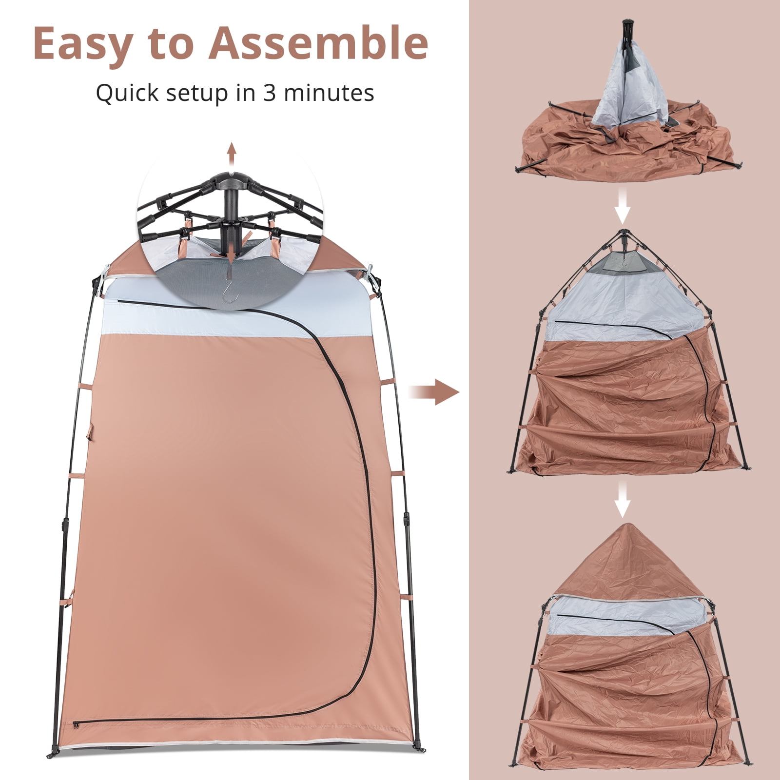 UBesGoo 6.8FT Shower Tent, Large Instant Pop Up Shelter with Mesh Floor & Carrying Bag, Privacy Changing Room Tent for Portable Toilet