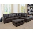 thumbnail image 4 of Faux Leather Left Facing Sectional Sofa With Ottoman, Living Room Storage Sectional Futon, Brown, 4 of 4