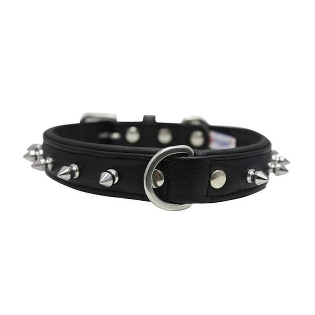 Collier pour Chien à Pointes en Cuir Véritable / Fait à la Main / Cuir Rembourré Doux et Résistant / Acier Inoxydable / 2 Anneaux Dee / Plusieurs Tailles / Collection à Pointes Rotterdam par Angel Pet Supplies