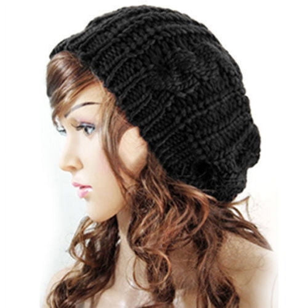 3863 Slouchy Knit Beret Hat, Casual Crochet Beanie Cap Classic Solid Color 18678220.jpg main image 3