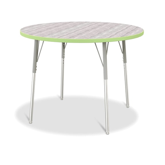 Round Activity Table - 42" Diameter, A-height - Driftwood Gray/Key Lime/Gray