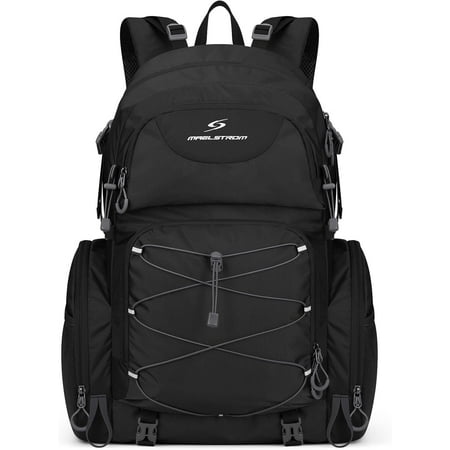 Maelstrom Hiking Backpack, 40L Waterproof Camping Daypack for Men and Women, Lightweight Travel Pack with Rain Cover-Black