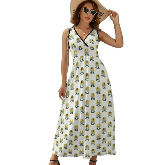 New Orleans Retro Helmet - White Sleeveless Dress Summer Women Clothes Dress for Pregnant Women Dresses