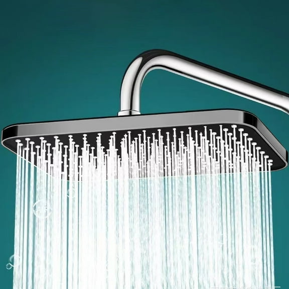 High Pressure Shower Head with 14 Inch Oversized Panel | Strong Water Output for Low Pressure | Universal Adjustable Nozzle | Easy Installation | Gray or Silver