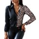 thumbnail image 1 of Camisas De Verano Camisas casuales para mujer Camisa de solapa estampada de oficina Blusa superior con botones (Negro M) Ygjytge para Mujer Negro T S, 1 of 7
