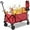 Red, variant on Collapsible Folding Wagon Cart, 220LBS Heavy Duty Foldable Utility Garden Cart with All Terrain Wheels & Side Storage Bag, Portable Sports Wagon for Camping, Shopping, Garden. (Red)