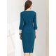 thumbnail image 4 of Vestido tubo Allegra K cuello barco mangas 3/4 lago azul S, 4 of 6