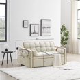 thumbnail image 5 of Lunale Convertible Sofa Bed with Swivel Phone Stand, 55" Tufted Loveseat Sleeper for Living Room, Beige Velvet, 5 of 6