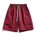 thumbnail image 5 of LTTVQM Men's Cargo Shorts Elastic Waistband Drawstring Summer Casual Cotton Shorts Relaxed Fit Lightweight Workout Short Pants with 4 Pockets Red M, 5 of 5