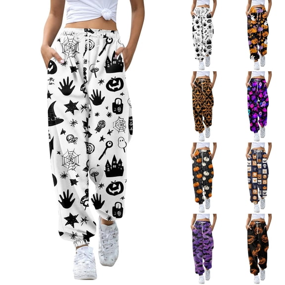 Women's Wide Leg Lounge Pants Yoga Pajamas Cute Pumpkin Pajama Plus Size Sleepwear Pjs Pants Sleepwear Matching Pajamas Halloween Christmas Gifts