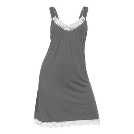 gvdentm Womens Sleepwear Nightgown Nightgown Satin Lingerie Sleeveless Sleep Dress Nightie Slip Chemise Grey S